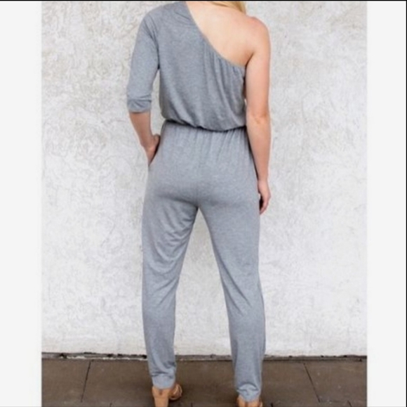 Carole Christian Women's Grey One Shoulder Jumpsuit - Picture 8 of 8
